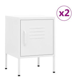 Tables de chevet 2 pcs Blanc 35x35x51 cm Acier