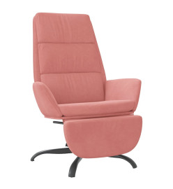 Chaise de relaxation avec repose-pied Rose Velours