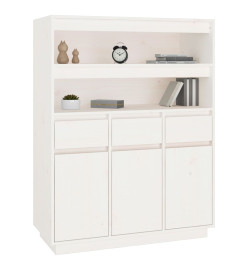 Buffet haut Blanc 89x40x116,5 cm Bois massif de pin