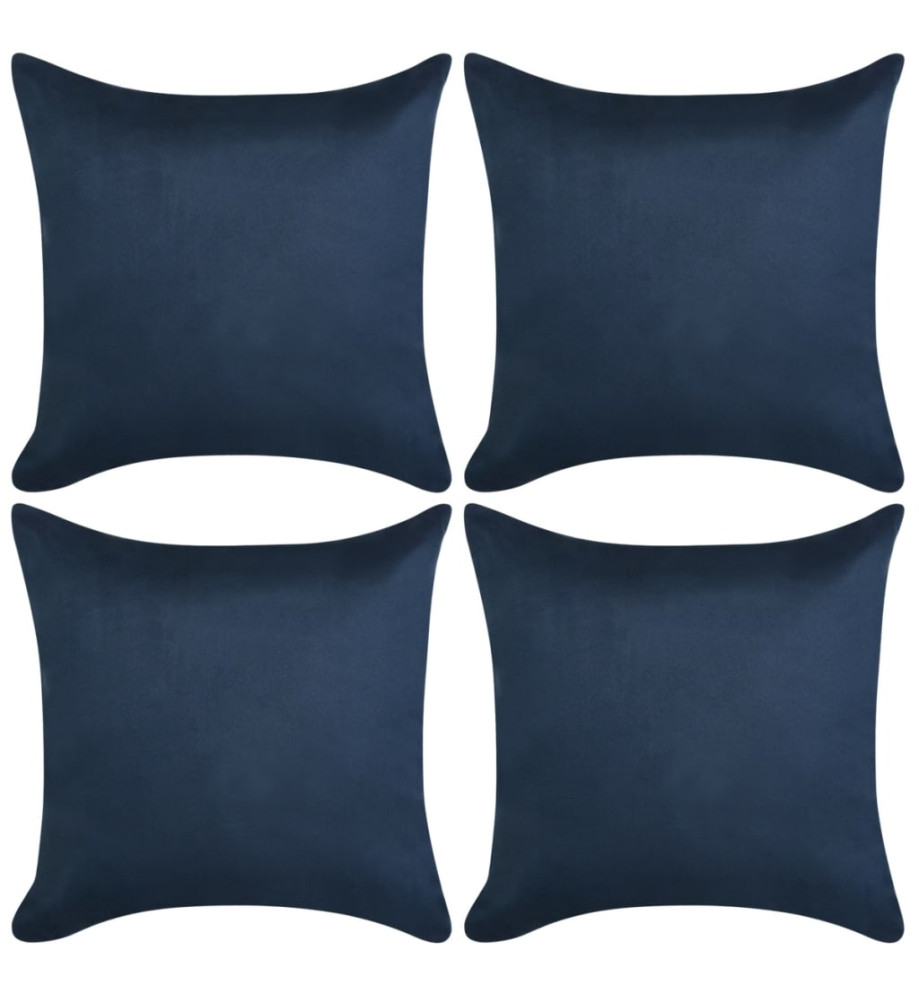 Housse de coussin 4 pcs 80x80cm Polyester Faux Daim Bleu marin