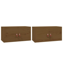 Armoires murales 2 pcs Marron miel 60x30x30 cm Pin massif