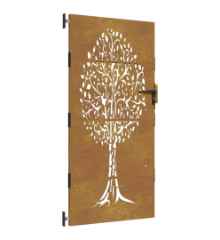 Portail de jardin 85x175 cm acier corten conception de l'arbre