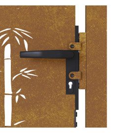 Portail de jardin 105x80 cm acier corten design de bambou