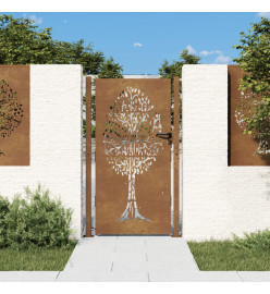 Portail de jardin 105x205 cm acier corten conception de l'arbre