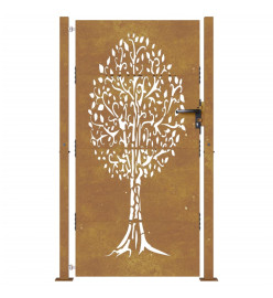 Portail de jardin 105x205 cm acier corten conception de l'arbre