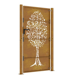 Portail de jardin 105x205 cm acier corten conception de l'arbre