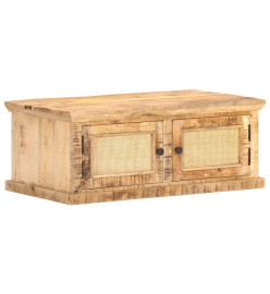 Table basse 90x50x35 cm Bois de manguier et canne naturelle