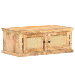 Table basse 90x50x35 cm Bois de manguier et canne naturelle