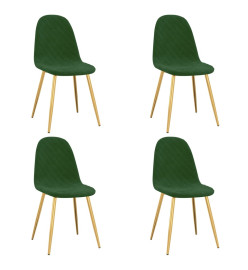 Chaises à manger lot de 4 vert foncé velours