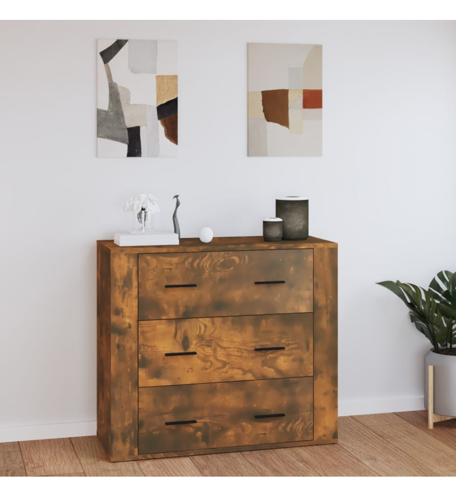 Buffet Chêne fumé 80x33x70 cm Bois d'ingénierie