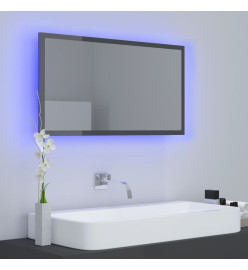 Miroir LED de salle de bain Gris brillant 80x8,5x37cm Acrylique