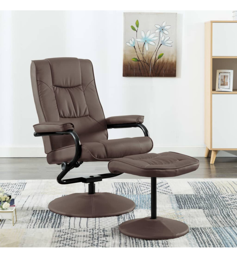 Fauteuil TV avec repose-pied Marron Similicuir