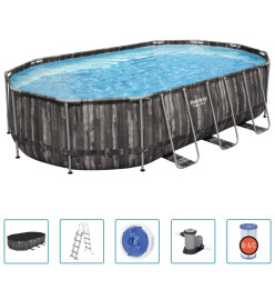 Bestway Ensemble de piscine Power Steel Ovale 488x305x107 cm