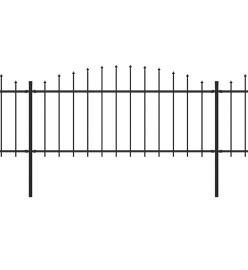 Clôture de jardin à dessus en lance Acier (0,5-0,75)x5,1 m Noir