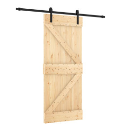 Porte coulissante et kit de quincaillerie 85x210 cm pin massif