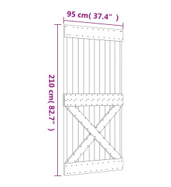 Porte coulissante et kit de quincaillerie 95x210 cm pin massif