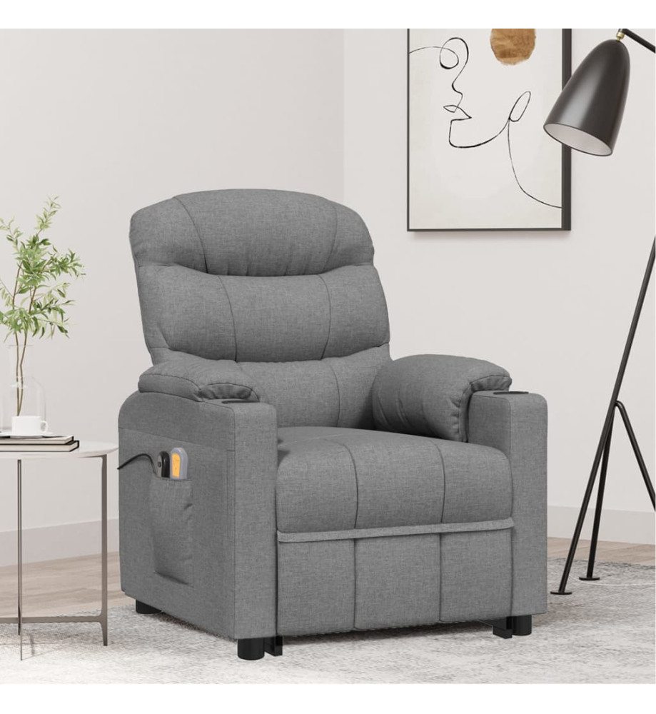 Fauteuil de massage inclinable Gris clair Tissu