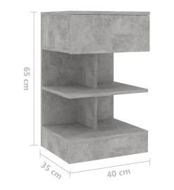 Table de chevet Gris béton 40x35x65 cm Aggloméré