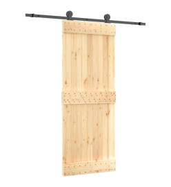 Porte coulissante et kit de quincaillerie 80x210 cm pin massif