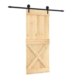 Porte coulissante et kit de quincaillerie 85x210 cm pin massif