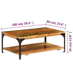 Table basse et étagère 100x60x35 cm Bois de récupération solide