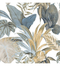 Topchic Papier peint Big Leaves Bleu et beige