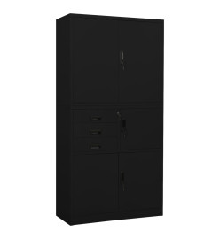 Armoire de bureau Noir 90x40x180 cm Acier