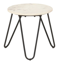 Table basse Blanc 40x40x40 cm Pierre véritable texture marbre