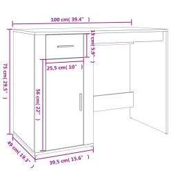 Bureau avec armoire gris béton bois d'ingénierie