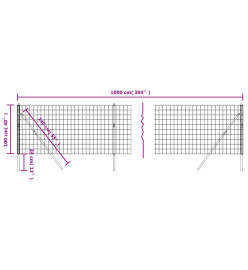 Clôture en treillis métallique anthracite 1x10m acier galvanisé