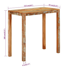 Table de bar 112x55x108 cm Bois massif de récupération