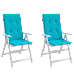 Coussins de chaise à dossier haut 2 pcs turquoise tissu