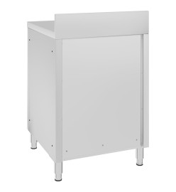 Table de travail commerciale avec armoire 60x60x96 cm Inox