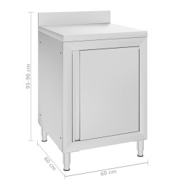 Table de travail commerciale avec armoire 60x60x96 cm Inox