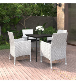 Ensemble à dîner de jardin coussins 5 pcs Résine tressée Verre
