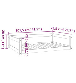 Lit pour chien Blanc 105,5x75,5x28 cm Bois de pin solide