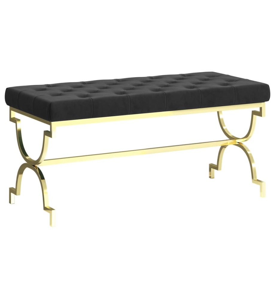 Banc 99 cm Noir Velours et acier inoxydable