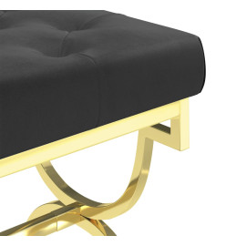 Banc 99 cm Noir Velours et acier inoxydable