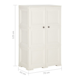 Armoire plastique 79x43x125 cm design de bois blanc angora