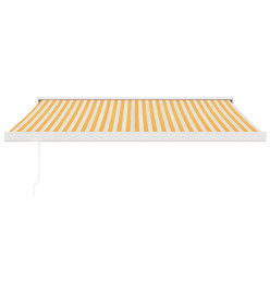 Auvent rétractable jaune et blanc 3,5x2,5 m tissu et aluminium