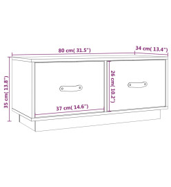 Meuble TV Gris 80x34x35 cm Bois de pin massif