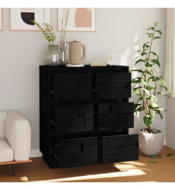 Buffets 2 pcs Noir 32x34x75 cm Bois massif de pin