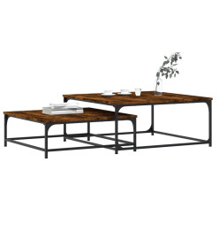 Tables basses gigognes 2 pcs chêne fumé bois d'ingénierie