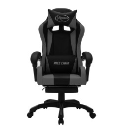 Fauteuil de jeux vidéo avec LED RVB Gris et noir Similicuir