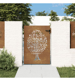 Portail de jardin 85x125 cm acier corten conception de l'arbre