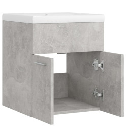 Armoire d'évier avec lavabo intégré Gris béton Aggloméré