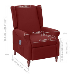 Fauteuil de massage inclinable Rouge bordeaux Tissu