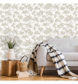 DUTCH WALLCOVERINGS Papier peint Motif avec pins Blanc