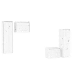 Meubles TV 4 pcs Blanc Bois massif de pin