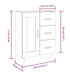 Buffet Chêne marron 69,5x34x90 cm Bois d'ingénierie